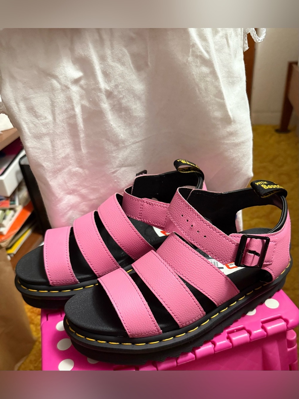 Dr. Martens Pink Strappy Platform Sandals